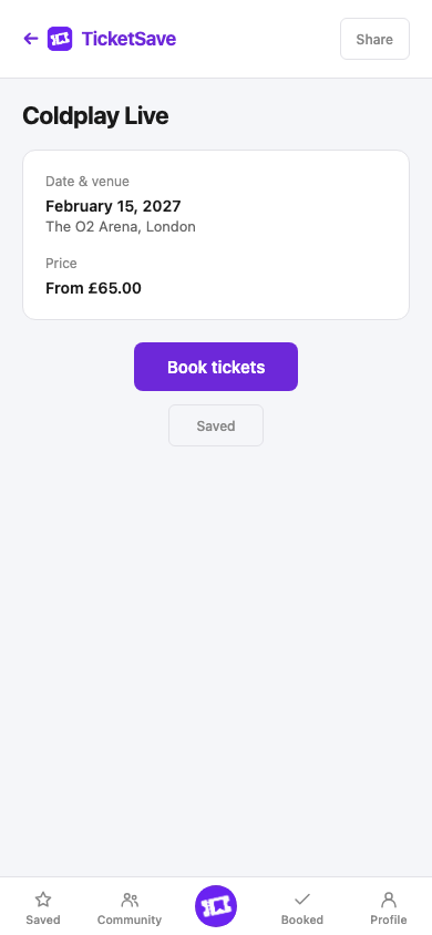 Event detail screen